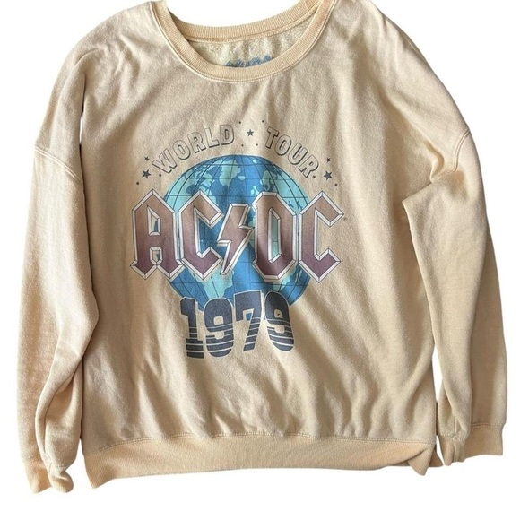 639-AC/DC cream and tan World Tour 1979 #crewneck -large - Picture 1 of 5